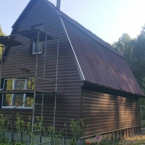Отделка фасада сайдингом Блок Хаус FineBer Могано